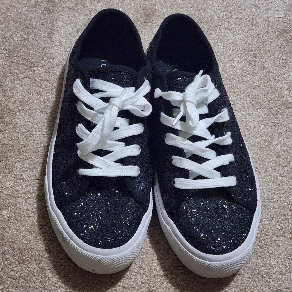 Torrid Black Glitter Sneakers with White Laces Size 9